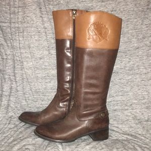 Two-Tone Brown Leather Riding Boots